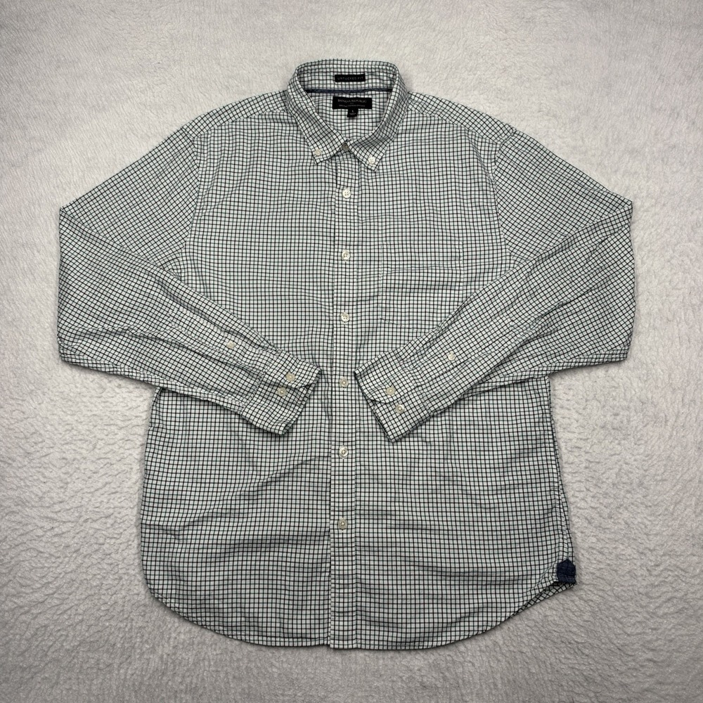 Banana Republic Untucked Button Front Shirt Check Green and Blue Men's Size L